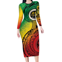 Vanuatu 45th Independence Anniversary Family Matching Long Sleeve Bodycon Dress and Hawaiian Shirt Ni-Van Sandroing LT7 Mom's Dress Colorful - Polynesian Pride