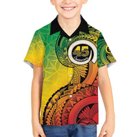 Vanuatu 45th Independence Anniversary Family Matching Long Sleeve Bodycon Dress and Hawaiian Shirt Ni-Van Sandroing LT7 Son's Shirt Colorful - Polynesian Pride