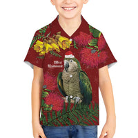 Kakapo Bird New Zealand Family Matching Long Sleeve Bodycon Dress and Hawaiian Shirt Floral Christmas