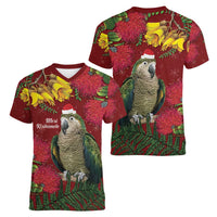 Kakapo Bird New Zealand Women V-Neck T-Shirt Floral Christmas LT7 - Polynesian Pride