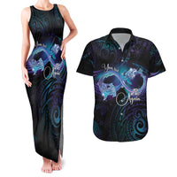 Polynesian Personalized Memorial Couples Matching Tank Maxi Dress and Hawaiian Shirt Oceanic Infinity Symbol - Until We Meet Again LT7 Black - Polynesian Pride
