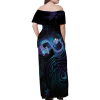 Polynesian Personalized Memorial Family Matching Off Shoulder Maxi Dress and Hawaiian Shirt Oceanic Infinity Symbol - Until We Meet Again - Polynesian Pride