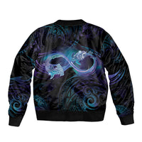 Polynesian Personalized Memorial Sleeve Zip Bomber Jacket Oceanic Infinity Symbol - Until We Meet Again - Polynesian Pride