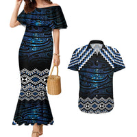 New Zealand Matariki Couples Matching Mermaid Dress and Hawaiian Shirt Galaxy Styled Taniko