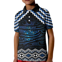 New Zealand Matariki Kid Polo Shirt Galaxy Styled Taniko