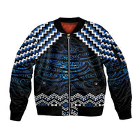 New Zealand Matariki Sleeve Zip Bomber Jacket Galaxy Styled Taniko