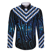 New Zealand Matariki Family Matching Off The Shoulder Long Sleeve Dress and Hawaiian Shirt Galaxy Poutama Motifs