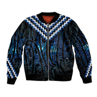 New Zealand Matariki Sleeve Zip Bomber Jacket Galaxy Poutama Motifs