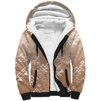 Hawaii Beige Kapa Sherpa Hoodie Vintage 'Ohe Kāpala Motifs Mix Plumeria Leis LT7 Unisex Beige - Polynesian Pride
