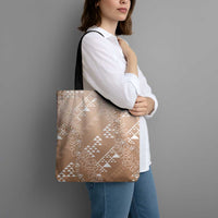 Hawaii Beige Kapa Tote Bag Vintage 'Ohe Kāpala Motifs Mix Plumeria Leis