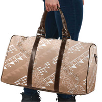 Hawaii Beige Kapa Travel Bag Vintage 'Ohe Kāpala Motifs Mix Plumeria Leis