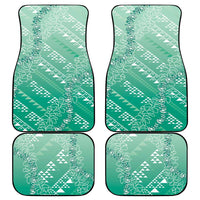 Hawaii Jade Green Kapa Car Mats Vintage 'Ohe Kāpala Motifs Mix Plumeria Leis