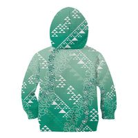 Hawaii Jade Green Kapa Kid Hoodie Vintage 'Ohe Kāpala Motifs Mix Plumeria Leis LT7 - Polynesian Pride