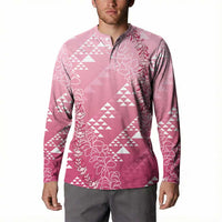 Hawaii Rose Pink Kapa Button Sweatshirt Vintage 'Ohe Kāpala Motifs Mix Plumeria Leis