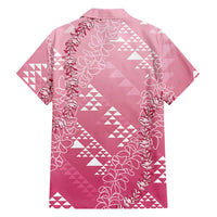 Hawaii Rose Pink Kapa Family Matching Long Sleeve Bodycon Dress and Hawaiian Shirt Vintage 'Ohe Kāpala Motifs Mix Plumeria Leis LT7 - Polynesian Pride