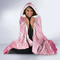 Hawaii Rose Pink Kapa Hooded Blanket Vintage 'Ohe Kāpala Motifs Mix Plumeria Leis