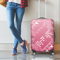 Hawaii Rose Pink Kapa Luggage Cover Vintage 'Ohe Kāpala Motifs Mix Plumeria Leis