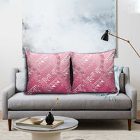 Hawaii Rose Pink Kapa Pillow Cover Vintage 'Ohe Kāpala Motifs Mix Plumeria Leis