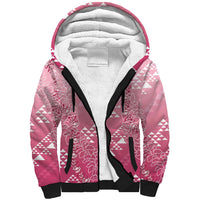 Hawaii Rose Pink Kapa Sherpa Hoodie Vintage 'Ohe Kāpala Motifs Mix Plumeria Leis LT7 Unisex Rose Pink - Polynesian Pride