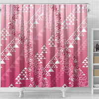 Hawaii Rose Pink Kapa Shower Curtain Vintage 'Ohe Kāpala Motifs Mix Plumeria Leis