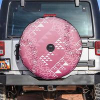 Hawaii Rose Pink Kapa Spare Tire Cover Vintage 'Ohe Kāpala Motifs Mix Plumeria Leis