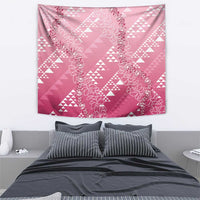 Hawaii Rose Pink Kapa Tapestry Vintage 'Ohe Kāpala Motifs Mix Plumeria Leis