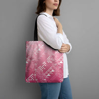 Hawaii Rose Pink Kapa Tote Bag Vintage 'Ohe Kāpala Motifs Mix Plumeria Leis