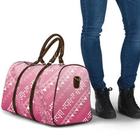 Hawaii Rose Pink Kapa Travel Bag Vintage 'Ohe Kāpala Motifs Mix Plumeria Leis