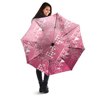 Hawaii Rose Pink Kapa Umbrella Vintage 'Ohe Kāpala Motifs Mix Plumeria Leis