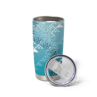 Hawaii Turquoise Kapa Tumbler Cup Vintage 'Ohe Kāpala Motifs Mix Plumeria Leis