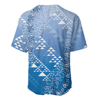Hawaii Royal Blue Kapa Baseball Jersey Vintage 'Ohe Kāpala Motifs Mix Plumeria Leis