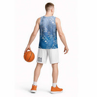 Hawaii Royal Blue Kapa Basketball Jersey Vintage 'Ohe Kāpala Motifs Mix Plumeria Leis