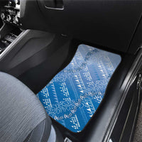 Hawaii Royal Blue Kapa Car Mats Vintage 'Ohe Kāpala Motifs Mix Plumeria Leis