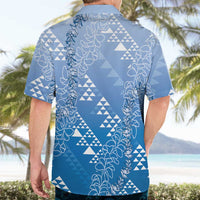 Hawaii Royal Blue Kapa Hawaiian Shirt Vintage 'Ohe Kāpala Motifs Mix Plumeria Leis