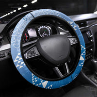 Hawaii Royal Blue Kapa Steering Wheel Cover Vintage 'Ohe Kāpala Motifs Mix Plumeria Leis
