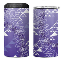 Hawaii Lavender Kapa 4 in 1 Can Cooler Tumbler Vintage 'Ohe Kāpala Motifs Mix Plumeria Leis LT7 One Size: 16 oz Lavender - Polynesian Pride