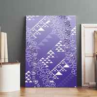 Hawaii Lavender Kapa Canvas Wall Art Vintage 'Ohe Kāpala Motifs Mix Plumeria Leis