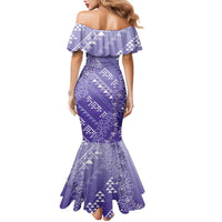 Hawaii Lavender Kapa Family Matching Mermaid Dress and Hawaiian Shirt Vintage 'Ohe Kāpala Motifs Mix Plumeria Leis LT7 - Polynesian Pride