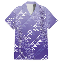 Hawaii Lavender Kapa Family Matching Puletasi and Hawaiian Shirt Vintage 'Ohe Kāpala Motifs Mix Plumeria Leis LT7 Dad's Shirt - Short Sleeve Lavender - Polynesian Pride