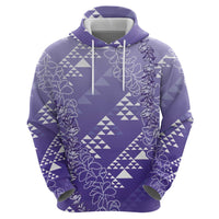 Hawaii Lavender Kapa Hoodie Vintage 'Ohe Kāpala Motifs Mix Plumeria Leis