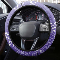 Hawaii Lavender Kapa Steering Wheel Cover Vintage 'Ohe Kāpala Motifs Mix Plumeria Leis