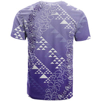 Hawaii Lavender Kapa T Shirt Vintage 'Ohe Kāpala Motifs Mix Plumeria Leis