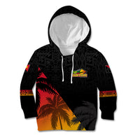 Personalised PNG Hunters Rugby Kid Hoodie Palm Trees Simple LT7 Hoodie Black - Polynesian Pride