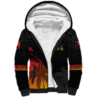 Personalised PNG Hunters Rugby Sherpa Hoodie Palm Trees Simple LT7 Unisex Black - Polynesian Pride