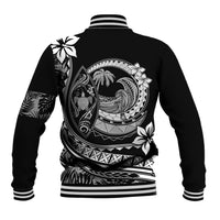 Polynesian Plumeria Baseball Jacket Ride The Waves - Black LT7 - Polynesian Pride