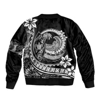 Polynesian Plumeria Bomber Jacket Ride The Waves - Black LT7 - Polynesian Pride
