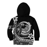 Polynesian Plumeria Kid Hoodie Ride The Waves - Black LT7 - Polynesian Pride