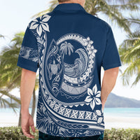 Polynesian Plumeria Hawaiian Shirt Ride The Waves - Navy Blue LT7 - Polynesian Pride