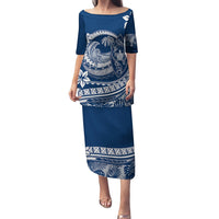Polynesian Plumeria Puletasi Ride The Waves - Navy Blue LT7 Long Dress Navy Blue - Polynesian Pride