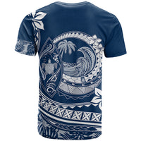 Polynesian Plumeria T Shirt Ride The Waves Navy Blue LT7 - Polynesian Pride